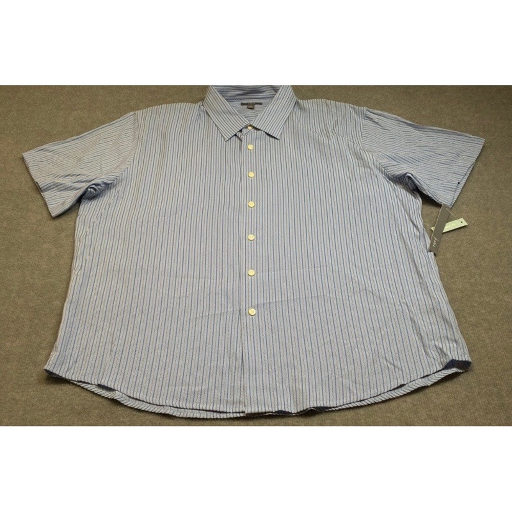 NWT Apt. 9 Button Down Shirt Mens XL Blue Striped Short Sleeve Modal Blend